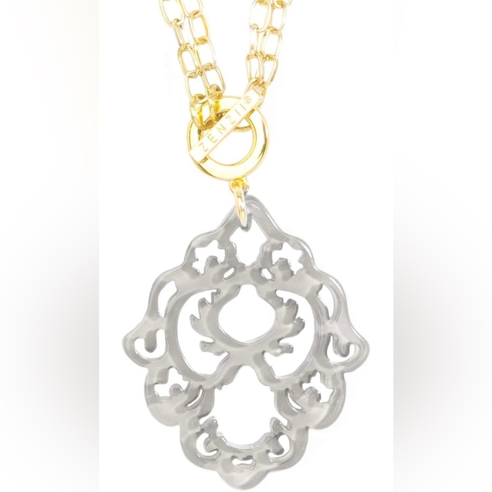 Zenzii Gold and White Pendant Necklace